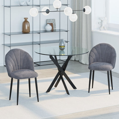 Rootz 4 Piece Set Dining Chairs - Velvet Look Chairs - Ergonomic Seats - Extra Comfort - 52cm x 54cm x 79cm