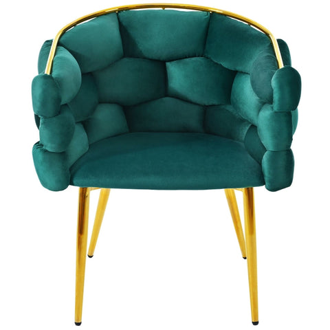 Rootz Dark Green Velvet Chair - Luxurious Seating - Elegant Design - Adjustable Front Legs - 70L x 47W x 80H cm