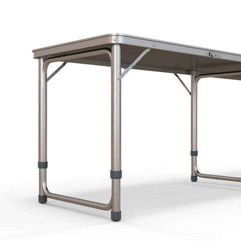 Rootz Camping Table - Folding - Lightweight Height - Adjustable Aluminum Frame - Aluminum - MDF - Black - 240 x 60 x 54/62/70cm