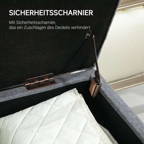 Rootz Upholstered Storage Bench - Entryway Bench - Bed Bench - Ample Storage - 100cm x 40cm x 44cm