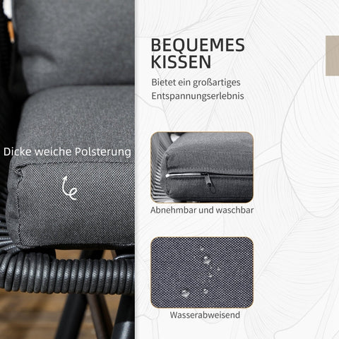 Rootz Garden Furniture Set - 5 Piece Outdoor Patio Set - Rattan Furniture - Steel Frame - Weatherproof - Cozy Seating Area - 193cm x 72cm x 75cm