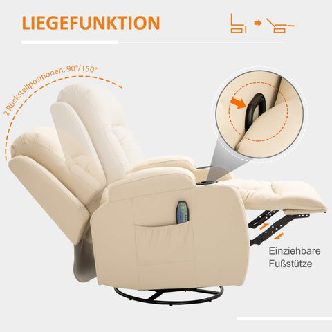 Rootz Massage Chair - Recliner Chair - Relaxation Chair - 8 Vibration Points - Heating Function - 85cm x 94cm x 104cm - Faux Leather