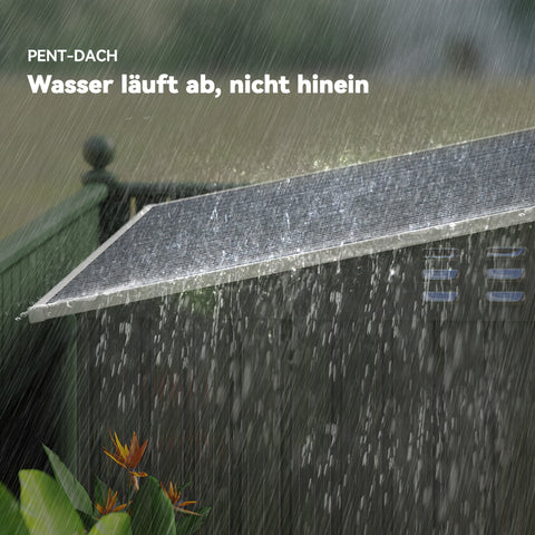 Rootz Garden Shed - Tool Shed - Equipment House - Waterproof Steel - Weatherproof - 1.95m x 1.22m x 1.59/1.82m - Grey