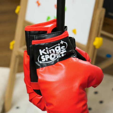 Rootz Children's Adjustable Height Punching Bag Set - Kids Boxing Kit - Spring-Buffer Stand - Safe Materials - Red - 44.3cm x 122.5-147cm