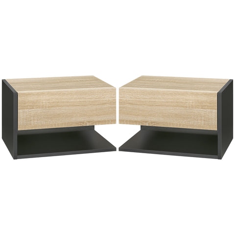 Rootz Set of 2 Wall Night Tables - Bedside Tables - Nightstands - Elegant & Modern - 46cm x 30cm x 30cm
