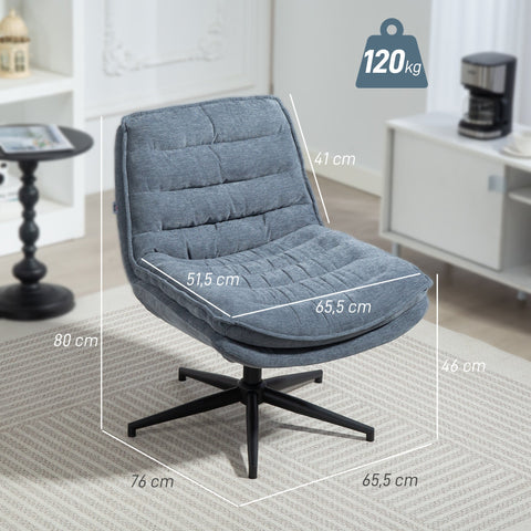 Rootz Rotatable Office Chair - Swivel Chair - Upholstered Seat - Comfort with Foam Padding - 65.5b x 76t x 80h cm - Grey