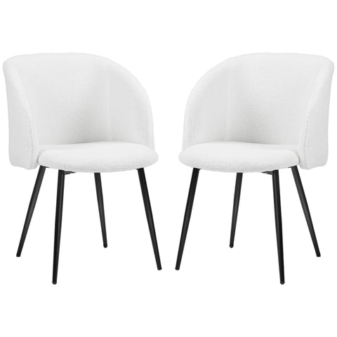 Rootz Set of 2 Dining Chairs - Fabric Backrest - Modern Seating - Optimal Comfort - 55 x 62 x 80 cm - White & Black