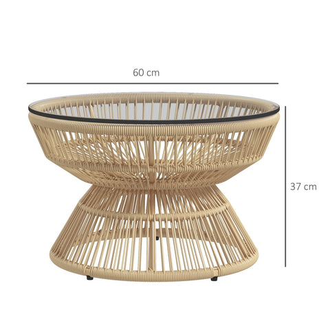 Rootz Round Garden Coffee Table - Outdoor Side Table - Patio Accent Table - Elegant Rattan Look - Ø60cm x 37cm
