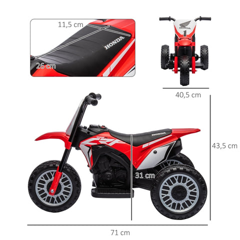 Rootz Honda CRF450RL Electric Children's Motorcycle - Red+Black - Ride-On Toy - Asphalt Adventures - Realistic Sounds - 71L x 40.5W x 43.5H cm