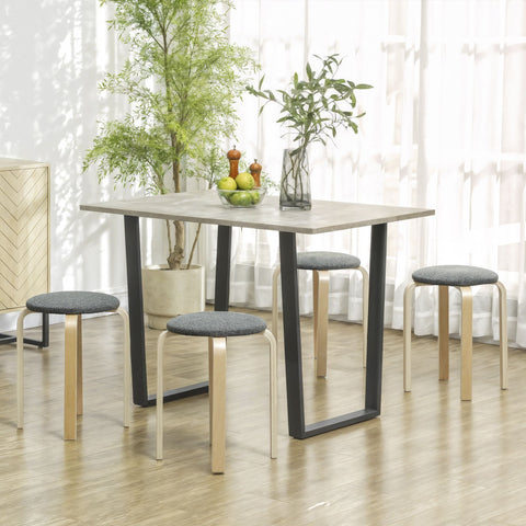 Rootz 4-Set Upholstered Stackable Stool - Space-Saving Seating - Stack Stools - Comfort Foam - Ø40 x 45H cm