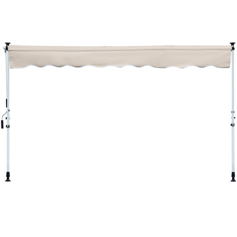 Rootz Manual Extendable Awning - Sun Sail - Terrace Awning - UV Protection - 400cm x 120cm x 170-280cm