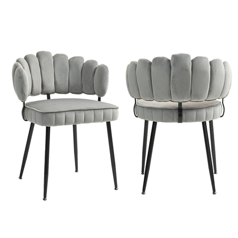 Rootz Set of 2 Velvet Dining Chairs - Dining Room Chairs - Living Room Chairs - Excellent Support - 57.98cm x 56cm x 78cm