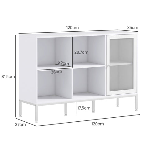 Rootz Buffet Storage Cabinet - Sideboard - Cupboard - Adjustable Shelves - 120cm x 37cm x 81.5cm - Versatile Storage & Ventilation