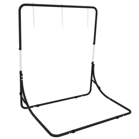 Rootz Hangmatten - Hangstoelen - Staanderframe - 4-niveaus - In Hoogte Verstelbaar - Balkons - Tuinen - Staal - Zwart - 135L x 178W x 165-205H cm
