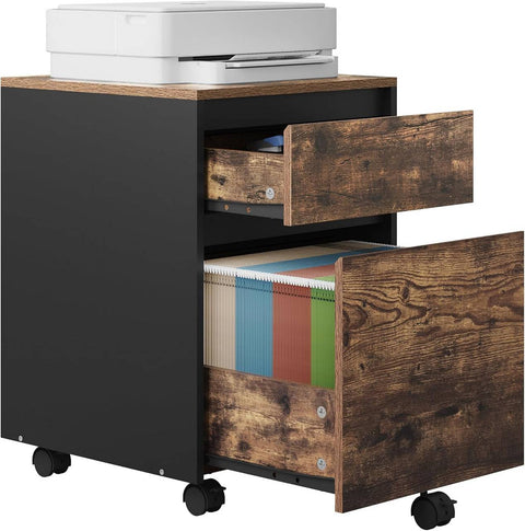 Rootz Filing Cabinet on Wheels - File Cabinet - Rolling Cabinet - High-Quality Wood Material - 40cm x 56cm x 40cm