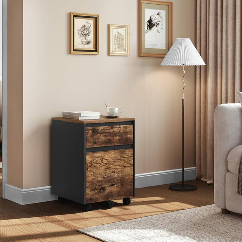 Rootz Filing Cabinet on Wheels - File Cabinet - Rolling Cabinet - High-Quality Wood Material - 40cm x 56cm x 40cm