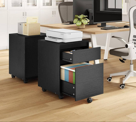 Rootz Roll Container - File Cabinet - Printer Cabinet - Secure Storage - Black - 40x56x40cm