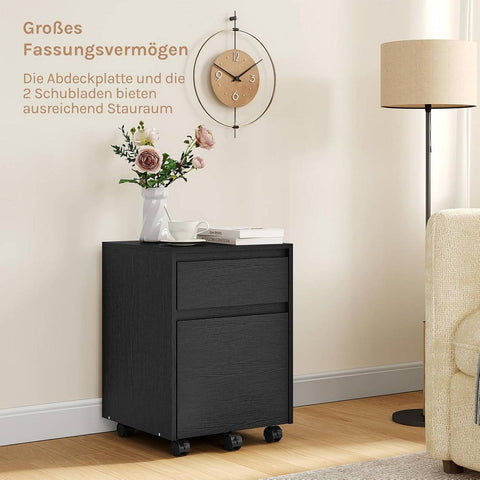 Rootz Roll Container - File Cabinet - Printer Cabinet - Secure Storage - Black - 40x56x40cm