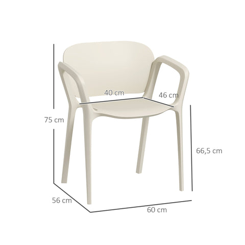 Rootz 4 Piece Set Garden Chairs - Weatherproof Stacking Chairs - Outdoor Armchair Set - UV Resistant - 60cm x 56cm x 75cm
