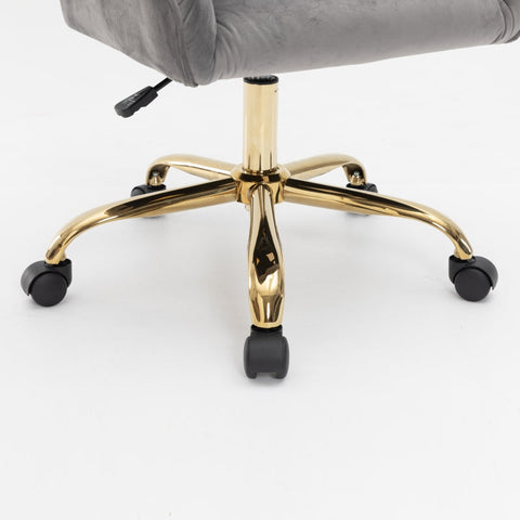 Rootz Gray Velvet Swivel Chair - Height Adjustable Chair - Rotatable Office Chair - Maximum Comfort - 44L x 55W x 91H cm