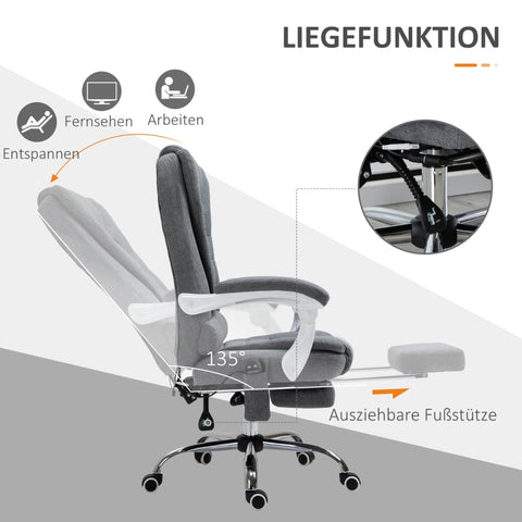 Rootz Massage Office Chair - Executive Chair - 6-Point Massage - Heating Function - Adjustable Backrest - Footrest - 360° Rotation - 65cm x 70cm x 111-119cm
