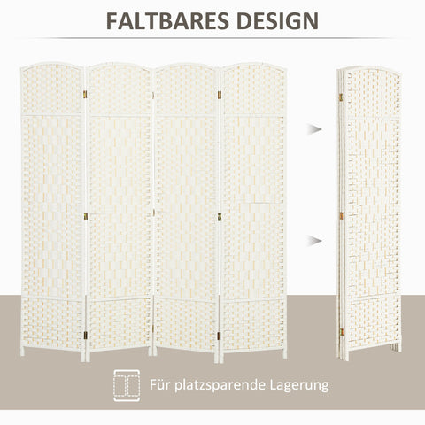 Rootz 4-Part Foldable Room Divider - Privacy Screen - Partition Screen - Enhanced Privacy - 180cm x 1.7cm x 180cm