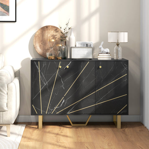 Rootz Storage Cabinet Sideboard - Living Room Cupboard - Adjustable Shelf - Elegant & Functional - 107x35x75cm