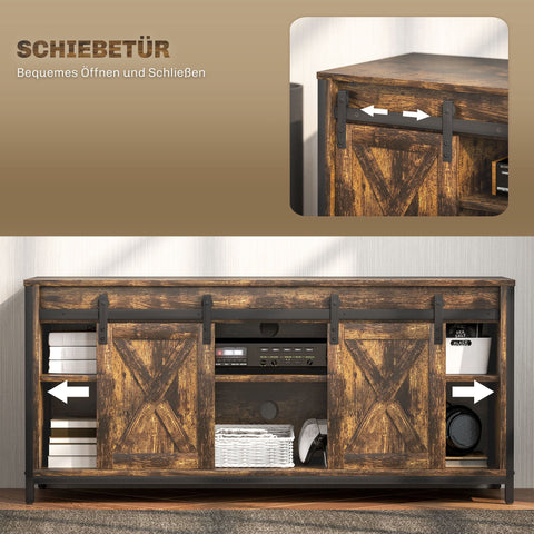 Rootz TV Lowboard - TV Stand - Media Console - 6 Compartments - For 60" TVs - 120cm x 40cm x 54cm - Rustic Industrial Design