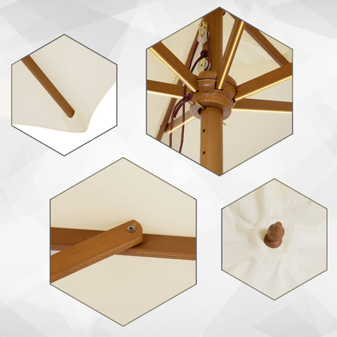 Rootz Straight Garden Parasol - Sunshade Umbrella - Outdoor Canopy - UV Protection - Ø 2.5 x 2.3h m Bamboo Wood Brown