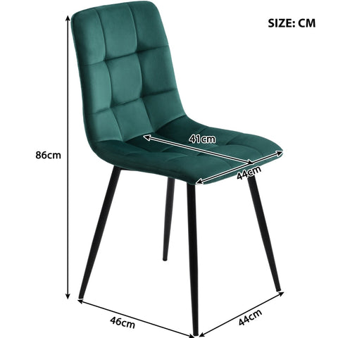 Rootz Set of 4 Dining Chairs - Velvet Chairs - Padded Seating - Ergonomic Design - 44cm x 46cm x 86cm