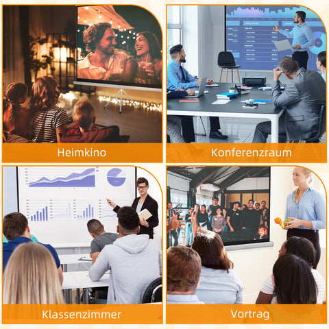 Rootz Projector Canvas with Tripod - Roller Blind Screen - Movie Screen - 4K HD Viewing - 186cm x 105cm x 84 inches