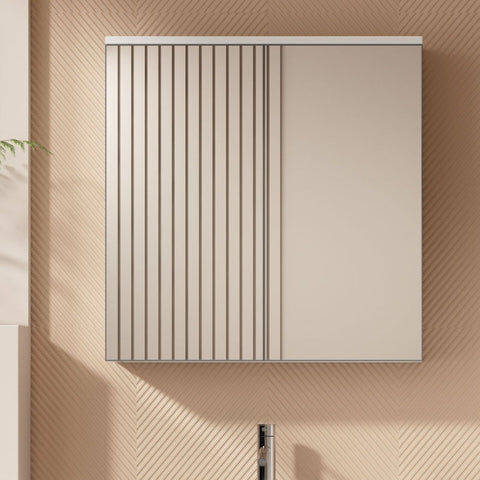 Rootz Mirror Cabinet - Bathroom Storage - Wall Shelf - Sturdy MDF & Glass - 58.5L x 14W x 60H cm - Keeps Bathroom Tidy