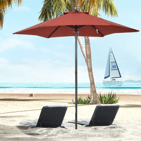 Rootz Parasol Umbrella - Beach Screen - Balcony Shade - Quick Open - Ø1.96 x 2.04m - Red