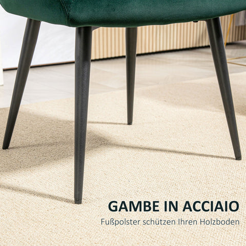 Rootz Upholstered Chair - Accented Chair - Decorative Quilting - Velvet Look - Holds Up to 120 kg - 58.5cm x 59cm x 78.5cm - Green