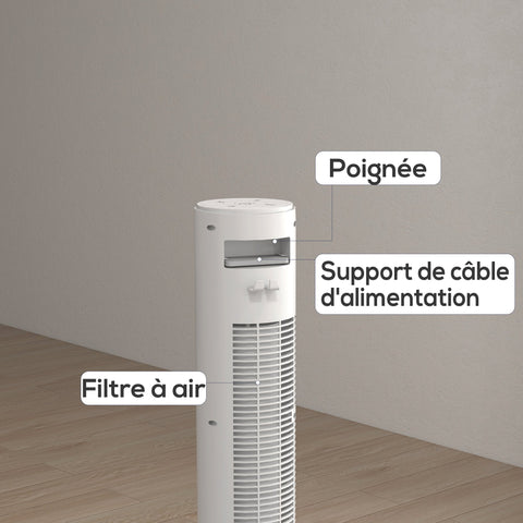 Rootz Tower Fan with Remote - Cooling Breeze - Quiet Fan - Energy Efficient - 31.5 x 31.5 x 96 cm
