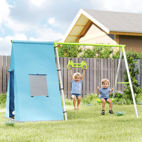 Rootz 3-in-1 Rocket Play Tent - Kids Swing - Child Gymnasium - Secure Design - 283cm x 180cm x 182cm