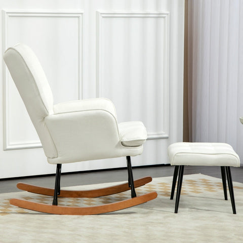 Rootz Rocking Chair with Matching Footstool - Nursery Chair - Reading Chair - Padded Seat - 64cm x 89cm x 90cm