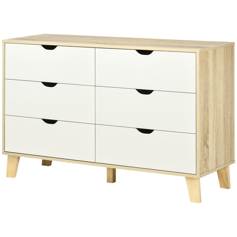 Rootz Scandinavian Chest of Drawers - Storage Furniture - 6 Drawer Dresser - Elegant Design - 120b x 40t x 76h cm