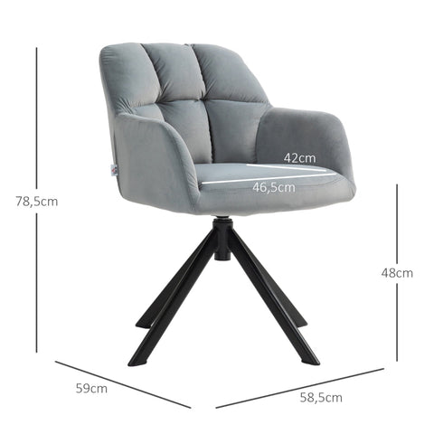 Rootz Swivel Reading Chair - Armchair - Relaxation Chair - 360° Rotation - Velvet Fabric - 58.5cm x 59cm x 78.5cm