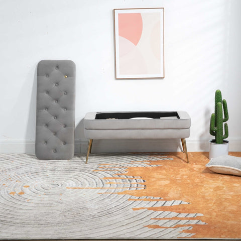 Rootz Velvet Pouf Bench - Ottoman - Velvet Storage Bench - Comfortable Seat - 104cm x 40cm x 51cm