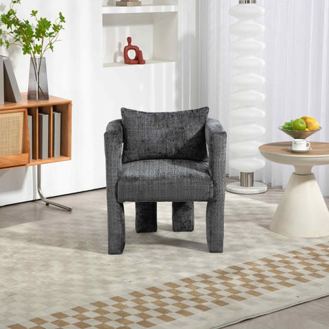 Rootz Modern Chenille Lounge Chair - Single Chair - Ergonomic Seating - Skin-Friendly Fabric - 60L x 44W x 65H cm