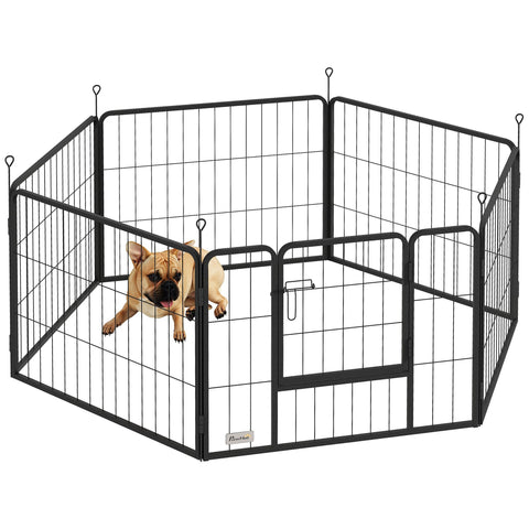 Rootz Dog Fence Pet Enclosure - Pet Barrier - Heavy Duty Kennel - Foldable Steel - 160x80x60cm, Black
