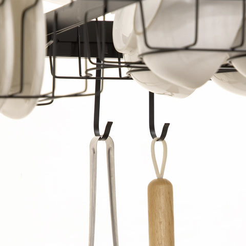 Rootz 2-Stage Drip Stand - Dish Drainer - Plate Rack - Maximizes Organization - Black Steel - 100cm x 30cm x 52.5cm