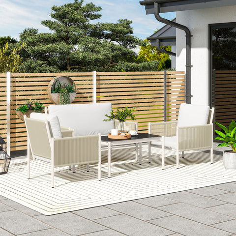 Rootz Poly Rattan Garden Furniture Set - Outdoor Lounge - Patio Sofa Set - Comfortable Seating - 116cm x 68cm x 82cm