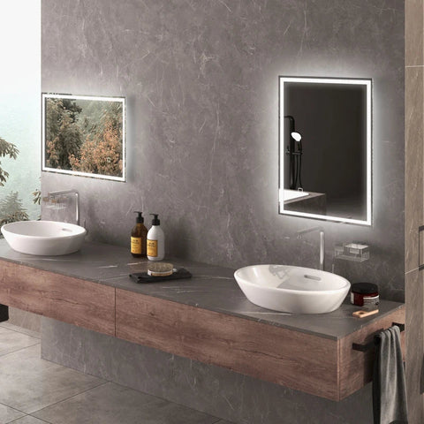 Rootz Bathroom Mirror - LED Bathroom Mirror - Wall Mirror - LEDs. Touch Switch - Glass - Aluminum - White - 50cm x 70cm x 4cm