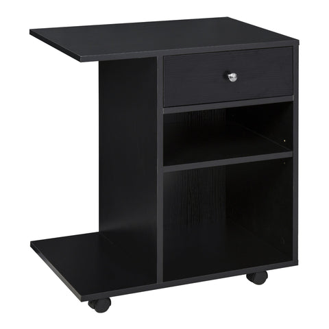 Rootz Printer Table - Printer Stand - Office Trolley - Chipboard - Black - 60cm x 40cm x 68.5cm - Maximize Workspace Efficiency
