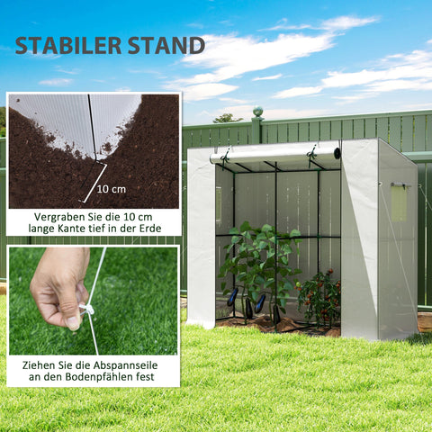 Rootz Mini Lean-To Greenhouse - Cold Frame - Plant Shelter - UV Resistant - 200cm x 76cm x 170/150cm