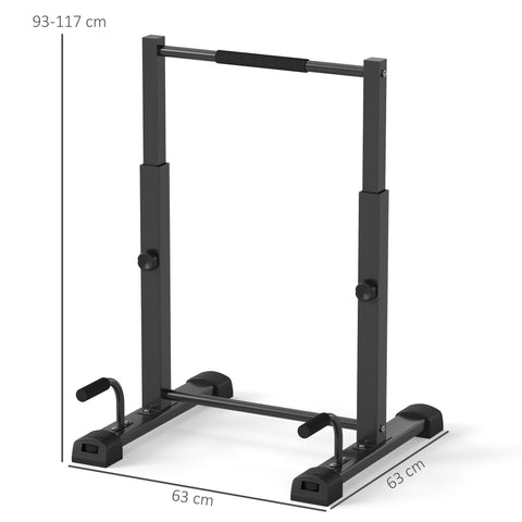 Rootz Dip Station - Push-Up Stand - Full Body Training - Adjustable Height - 65cm x 63cm x 93-117cm - 540kg Capacity