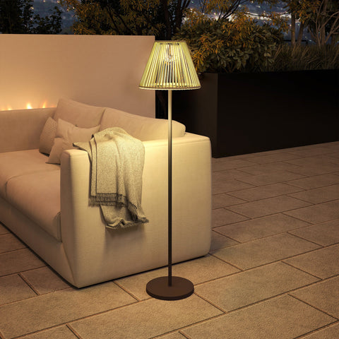 Rootz Rattan Solar Lamp - Boho Garden Light - Outdoor Solar Lantern - Warm White Light - Ø33 x 135cm