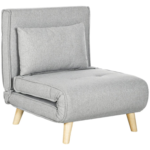 Rootz Folding Sofa Bed - Lounge Chair - Relaxation Chair - Ultimate Comfort - 72 x 78 x 79 cm - Light Gray Linen Look